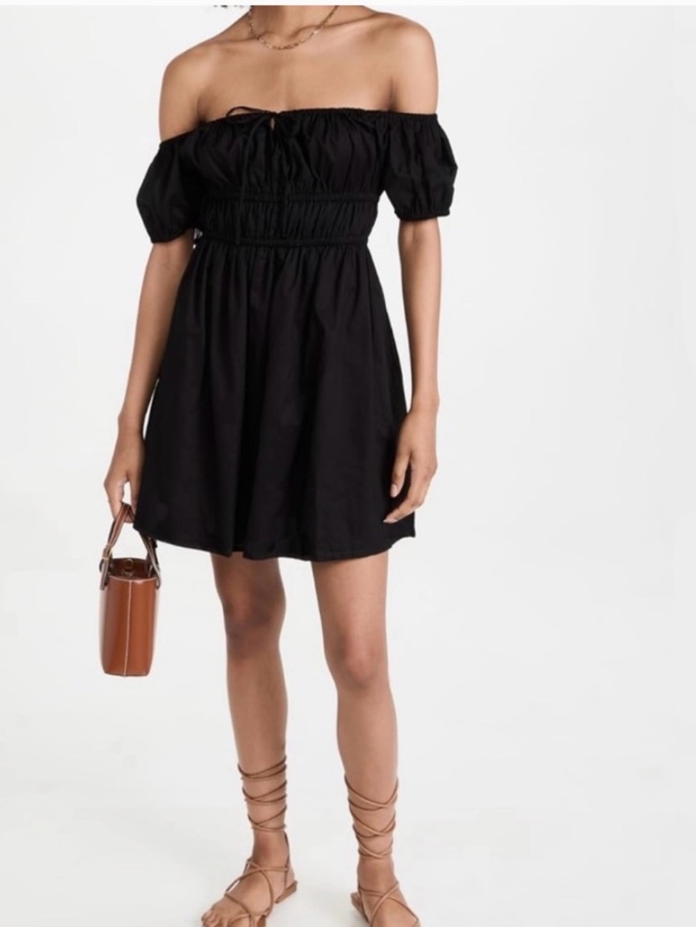 Faithfull the Brand Black Short Puff Sleeve Mini Dress - Picture 2 of 11